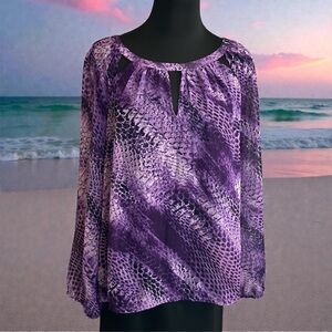Jennifer Lopez Blouse Sheer Snakeskin Pattern with Cutouts WILD Size Large